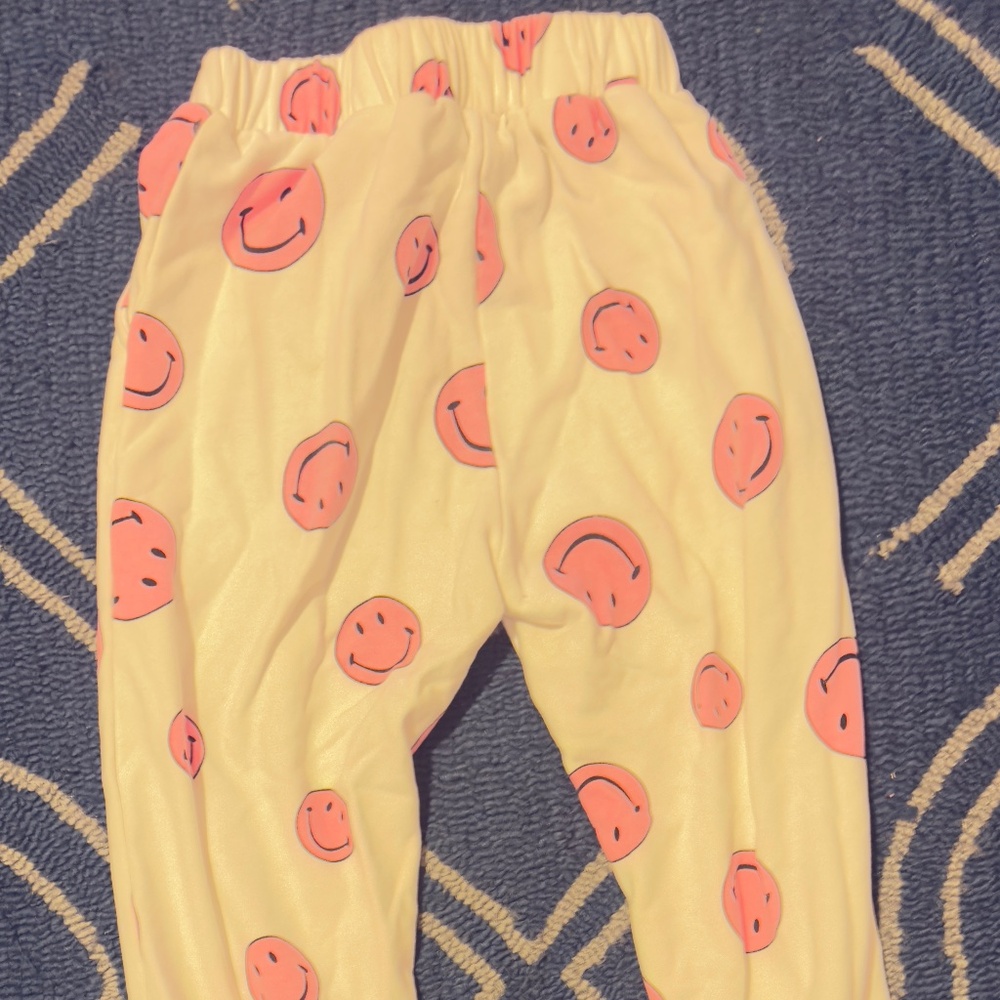 Lola + The Boys Pink Emoji girls joggers